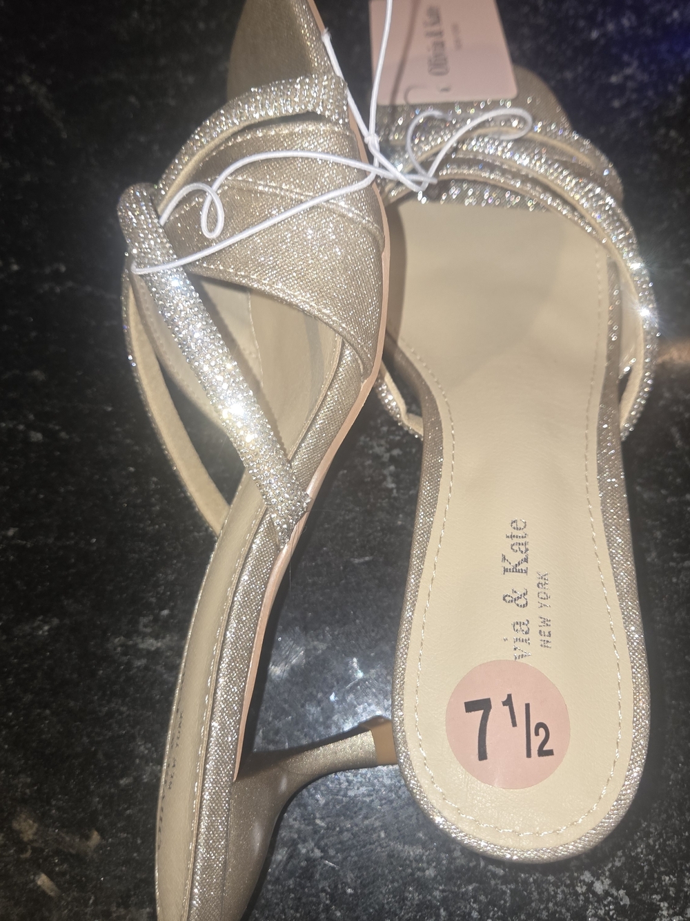 Olivia & Kate Glitter Slip-On Mules in Champagne - Picture 6 of 7